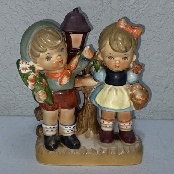 Vintage Little Boy Girl Figurine Made In DABS Japan Porcelain Bisque 6” - Picture 1 of 7